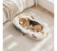 BugyKido Panier pour chien - 84 x 48 x 14,5 cm - Petit panier pour chien - Coussin de nuque double face - Amovible et lavable - Taille M - Beige