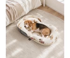 BugyKido Panier pour chien - 84 x 48 x 14,5 cm - Petit panier pour chien - Coussin de nuque double face - Amovible et lavable - Taille M - Beige