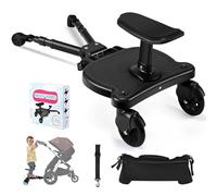 BugyKido Planche Poussette Universelle, Skate Poussette Universelle avec Siège, Marche Pied Poussette avec Sac de Rangement, Sangle de Suspension, pour bébé pour Enfants de 2 à 6 Ans (25KG) (Noir)