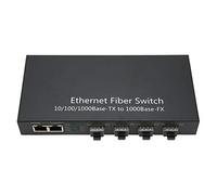 BUHB Émetteur-récepteur Fibre Ethernet, Transmission Efficace Plug and Play Commutateur Fibre Ethernet SFP 100-240V 4 Ports Optiques Métal jusqu'à 120 Km pour la Famille (Prise UE)