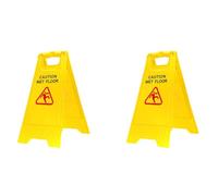 Buhdjfnke 2X ATTENTION PLANCHER MOUILLÉ Avertissement Jaune Panneau de Sol Mouillé Nettoyer en Toute Sécurité Outil de Panneau D'Avertissement une Trois Angles Double Face Lisse
