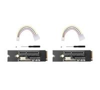 Buhdjfnke 2X NGFF M2 vers PCI-E 4X X1 Slot Riser Card M2 Key M vers PCI Express X4 Adaptateur avec Indicateur LED pour Mineur Exploitation Minière