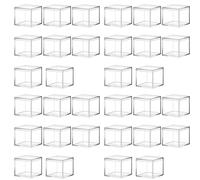Buhdjfnke 32 Pièces de Boîte à Carrée Carrée en Plastique Acrylique Transparent Mini Boîte de Rangement avec Couvercle Mini Conteneur Carré 120Ml