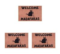 Buhdjfnke 3X Dark Cat Welcome Madafakas Paillasson Imprimé Paillasson Amusant Décoration D'Intérieur Cuisine Salle de Bain Décor Offrez Aux Gens des Cadeaux Amusants