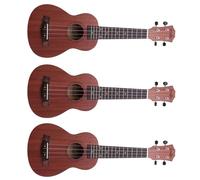 Buhdjfnke 3X Ukulélé de 21 Pouces Ukulélé Guitare Soprano pour Débutant Pince D'Accord Délicat Cou Acajou Ukulélé Bois 4 Cordes