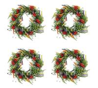 Buhdjfnke 4X Couronnes Printanières pour Porte D'Entrée 18 Pouces à L'Extérieur Bienvenue Fleurs D'Été Résistante Aux Intempéries Couronnes Rondes Toutes Saisons