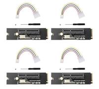 Buhdjfnke 4X NGFF M2 vers PCI-E 4X X1 Slot Riser Card M2 Key M vers PCI Express X4 Adaptateur avec Indicateur LED pour Mineur Exploitation Minière