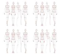 Buhdjfnke 4X Règle D'Illustration de Mode Modèles D'Esquisse Règle Couture de Modèles Humanoïdes de Vêtements Mesure, Type A