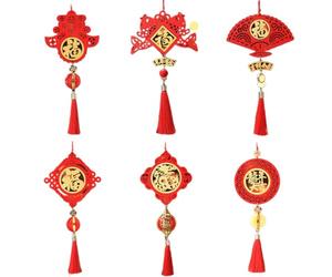 Buhdjfnke 6 pièces 2024 Fête du début Année Dragon Année en Bois Pendentif Entreprise Centre commercial Décoration Cadeaux de An chinois, C