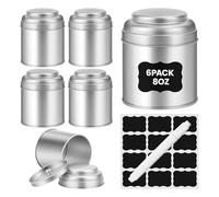 Buhdjfnke Airtight Double Lid 8 FL Oz Tea Tin (6 pièces) pour le rangement du thé à feuilles en vrac dans une petite cuisine en argent