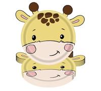 Buhdjfnke Assiettes jetables en papier avec motif d'animaux de la jungle, ensemble de couverts pour baptême de bébé, faon