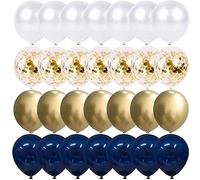 Buhdjfnke Ballons à confettis bleus et dorés - Ballons d'anniversaire pour célébration, remise de diplôme, décorations de ballons