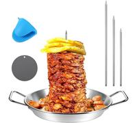 Buhdjfnke Broche pour barbecue, broche verticale, accessoire de poêle en acier inoxydable avec 3 brochettes amovibles (8/10/12), A
