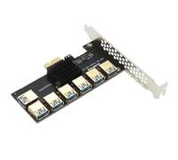 Buhdjfnke Carte D'Extension PCIe 1 vers 7, Adaptateur Multiplicateur PCI Express, Hub USB 3.0 PCI-E X1 vers X16 pour Le Minage de Bitcoin (BTC)