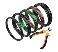 Buhdjfnke Cutter & Kit de fil d'entraînement pour bonsaï en aluminium - 5 rouleaux, 160 pieds au total, avec fil anodisé réglable de 1/1,5/2,0 mm