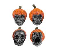 Buhdjfnke Décorations en résine tête de mort pour Halloween, chambre secrète de vacances, chapeau de citrouille d'horreur, décoration de tête de mort, mise en page, artisanat