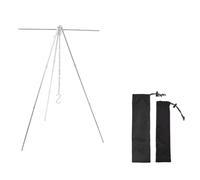 Buhdjfnke Étagère de rangement pour trépied en alliage d'aluminium argenté pour l'extérieur - Ensemble de barres transversales portables - Support de pot suspendu rétractable
