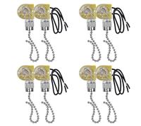 Buhdjfnke Interrupteur de Lumière de Ventilateur de Plafond ZE-109 Interrupteur de Lumière à Deux Fils avec Cordons de Traction pour Ventilateurs de Plafonnier Lampes 8Pcs Argent