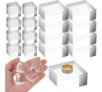 Buhdjfnke Lot de 16 blocs d'affichage carrés en acrylique pour affichage de blocs acryliques transparents