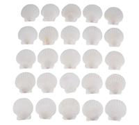 Buhdjfnke Lot de 25 grands coquillages Saint-Jacques pour décoration de fête sur la plage - Blanc - 10,2 à 12,7 cm