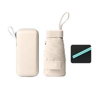 Buhdjfnke Mini parapluie pliable pour portefeuille, capsule de protection, mini espace de voyage, avec étui beige
