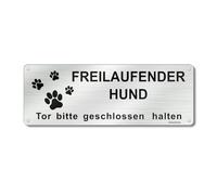 Buhdjfnke Panneau avec inscription « Hier Wache Ich Hund Vorsicht Freilaufender Hund » avec inscription « Betreten auf Eigene Gefahr »