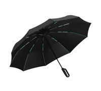 Buhdjfnke Parapluie de poche automatique avec poignée à crochet, résistant à la pluie, protection solaire portable pour les déplacements, noir