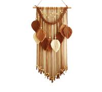 Buhdjfnke Tapisserie murale avec feuilles multicolores - Style bohème - Tissé à la main - Macramé + perles en bois - Bricolage - Tenture murale nordique - Décoration de - Fête des mères A
