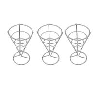 Buhdjfnke Vaisselle en forme de cône pour bar, restaurant occidental, café, support de poulet, panier à collations, support de frites, argenté