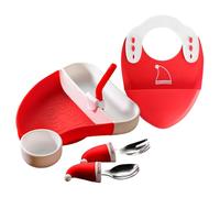 Buhygn Set de Repas en Silicone pour Bébé | Assiettes et Cuillères | Kit de Vaisselle de Noël pour Maison Voyage Hôtel Restaurant | Garderie Aidants Occupés Nouveaux Parents Garçons Camping