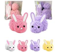 Build a Bunny Easter Craft Kit,Handmade DIY Make Your Own Stuffed Rabbits,Cute Easter Rabbit Arts Crafts Set,DIY Rabbit Creative Ornaments with Felt Ears,Cute Yarn Animals Crafts (Pink+Purple)
