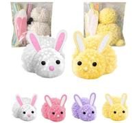 Build a Bunny Easter Craft Kit,Handmade DIY Make Your Own Stuffed Rabbits,Cute Easter Rabbit Arts Crafts Set,DIY Rabbit Creative Ornaments with Felt Ears,Cute Yarn Animals Crafts (White+Yellow)