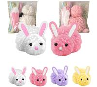 Build a Bunny Easter Craft Kit,Handmade DIY Make Your Own Stuffed Rabbits,Cute Easter Rabbit Arts Crafts Set,DIY Rabbit Creative Ornaments with Felt Ears,Cute Yarn Animals Crafts (White+Pink)