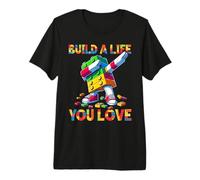 Build A Life You Love Funny Bricks Master Builder Dabbing T-Shirt Haut de Gamme