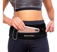 Build & Fitness YKK Ceinture de Course à Pied avec Fermeture éclair, Taille entièrement réglable avec Clip ine, Confortable, s'adapte à Tous Les téléphones, clés, Cartes, Airpods, GUs - pour
