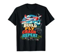 Build Fly Crash Repeat RC Avion Hobby Pilot T-Shirt Graphique avec Valeur