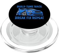 Build Tune Race Break Fix Repeat Car Cartoon Humour PopSockets PopGrip pour MagSafe