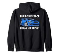 Build Tune Race Break Fix Repeat Import Car Cartoon Humour Sweat à Capuche
