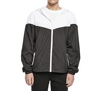 Build Your Brand 2-Tone Tech Windrunner Coupe-Vent, Noir/Blanc, XL Homme