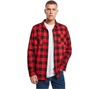 Build Your Brand Checked Flanell Shirt, Noir/Rouge, M Homme