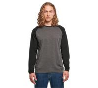 Build Your Brand T- Shirt à Manches Longues Contrast Raglan, Carbone/Noir, XXXXL Homme
