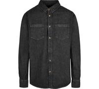 Build Your Brand Denim Shirt BY152 - 100% Coton Noir lavé Long sleeve classique