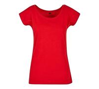 Build Your Brand Femme À Col Large pour T-Shirt, Rouge Urbain, L EU