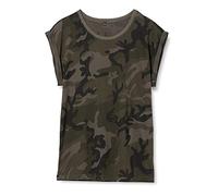 Build Your Brand Femme By112-ladies Extended Shoulder Camo Tee T-Shirt, Motif Camouflage Foncé, L EU