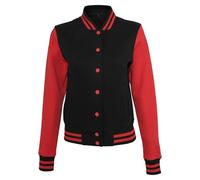 Build Your Brand Femme Ladies Sweat College Jacket Veste Varsity, Black/Red, XS EU