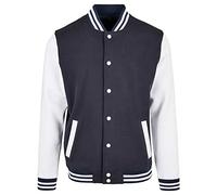 Build Your Brand Homme Bb004-basic College Jacket, Bleu Marine/Blanc, S EU