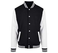 Build Your Brand Homme Bb004-basic College Jacket, Noir/Blanc, XS EU