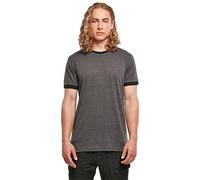 Build Your Brand – T-shirt Ringer, manches courtes col rond, Carbone/Noir, L Homme