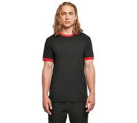 Build Your Brand Homme Ringer Tee T-Shirt, Noir/Rouge Ville, L EU