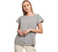 Build Your Brand Ladies Acid Washed Extended Shoulder Tee T-Shirt, Gris/Noir, XXXXL Femme